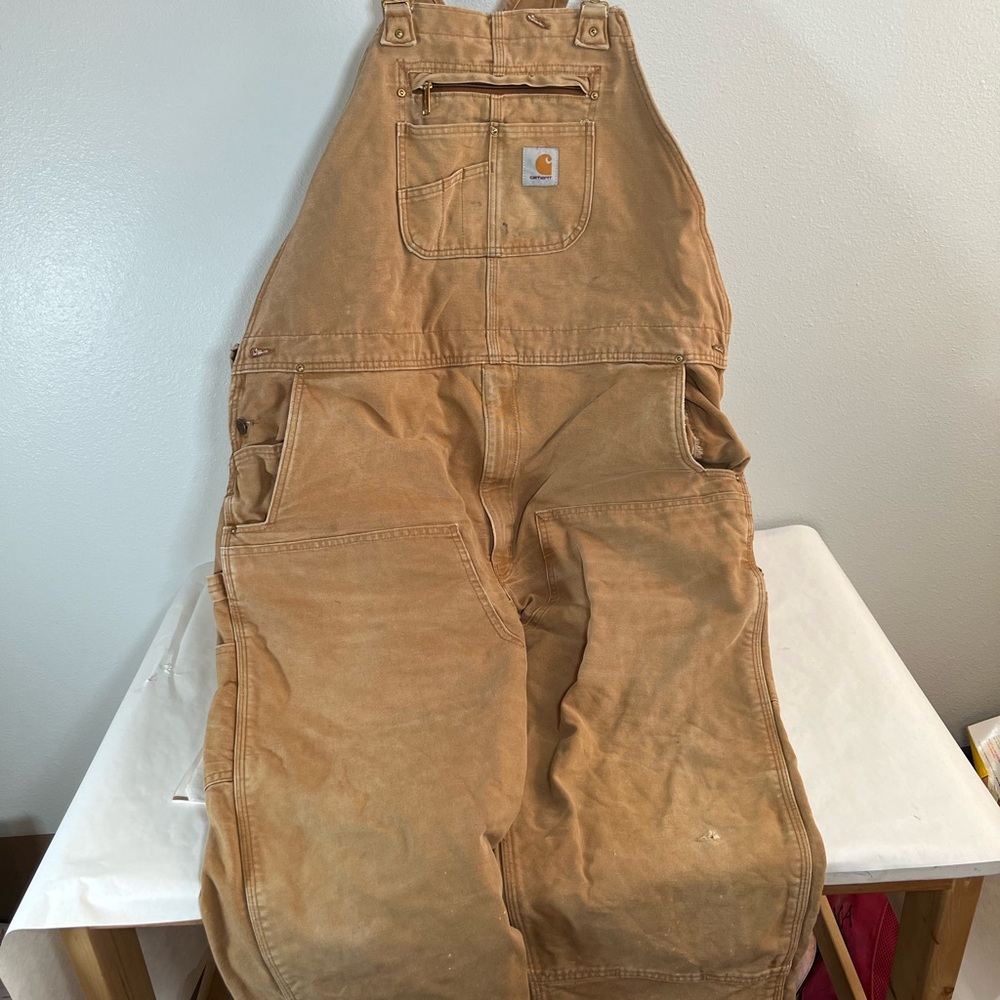 Vintage‎ Carhartt Brown Overalls 48x30